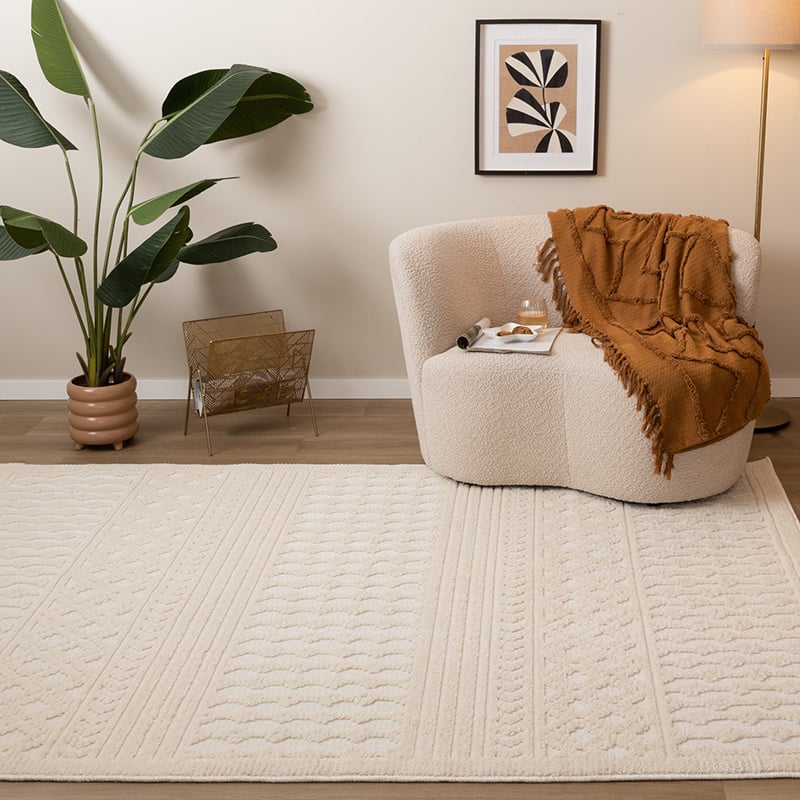 Washable Rug - Dunya Geo White