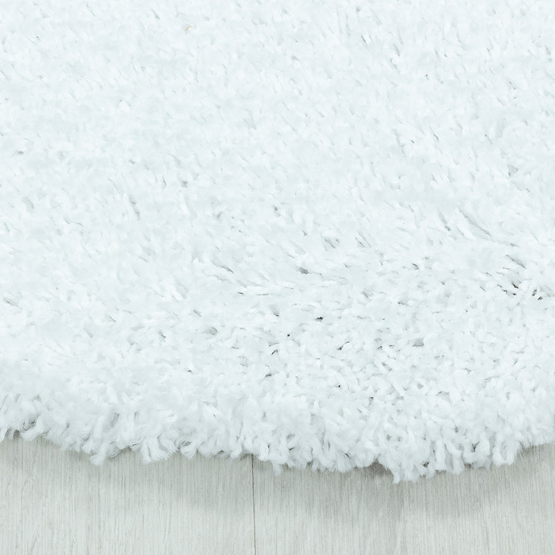 Round high-pile floor rug - Softy White