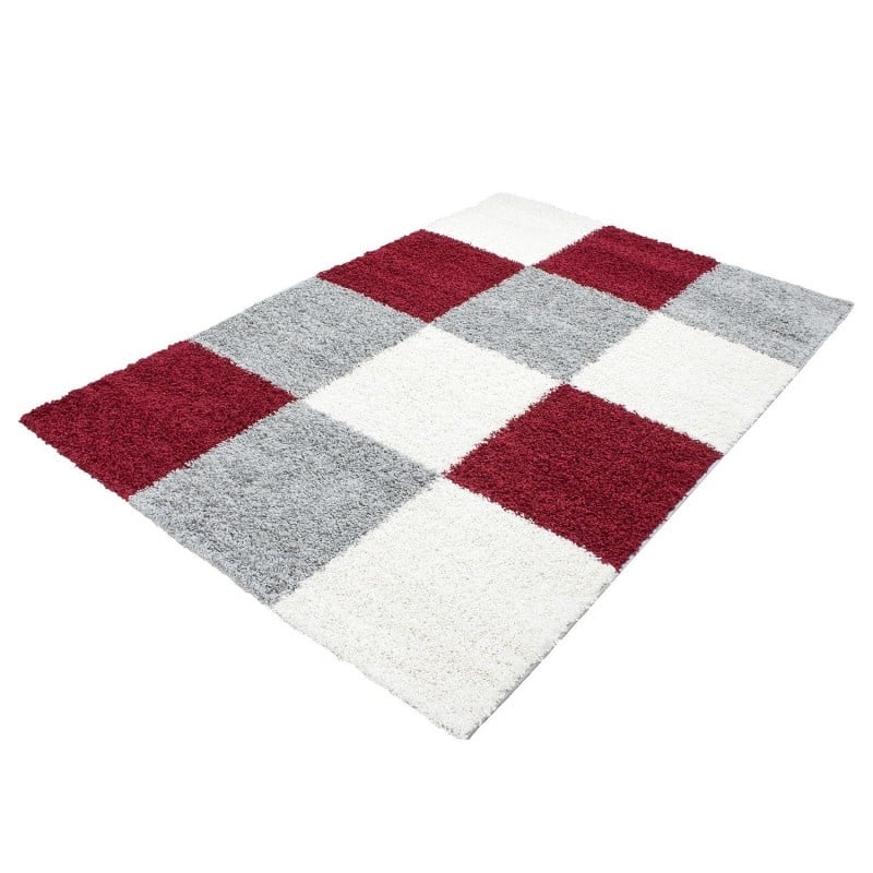 High-pile floor rug - Cube Red