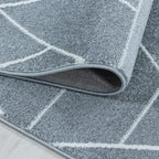 Retro Floor Rug - Stencil Triangle Grey/White