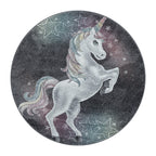 Round Children's Floor Rug Unicorn - Fleurtje Grey