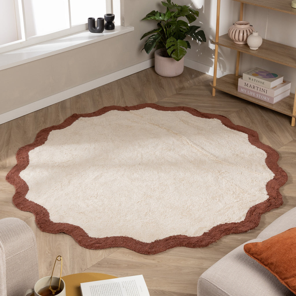 Round Washable Rug – Hazy Brown/Cream