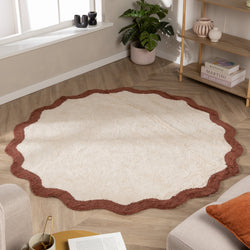 Round Washable Rug – Hazy Brown/Cream