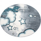 Round Children's Floor Rug - Anna Little Bear Blue