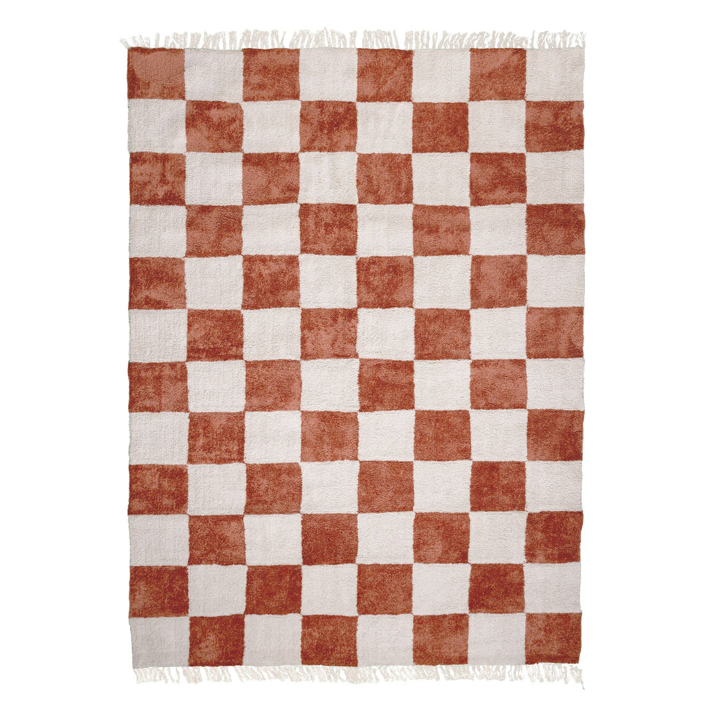Checkerboard Rug - Blox Fringe Terracotta