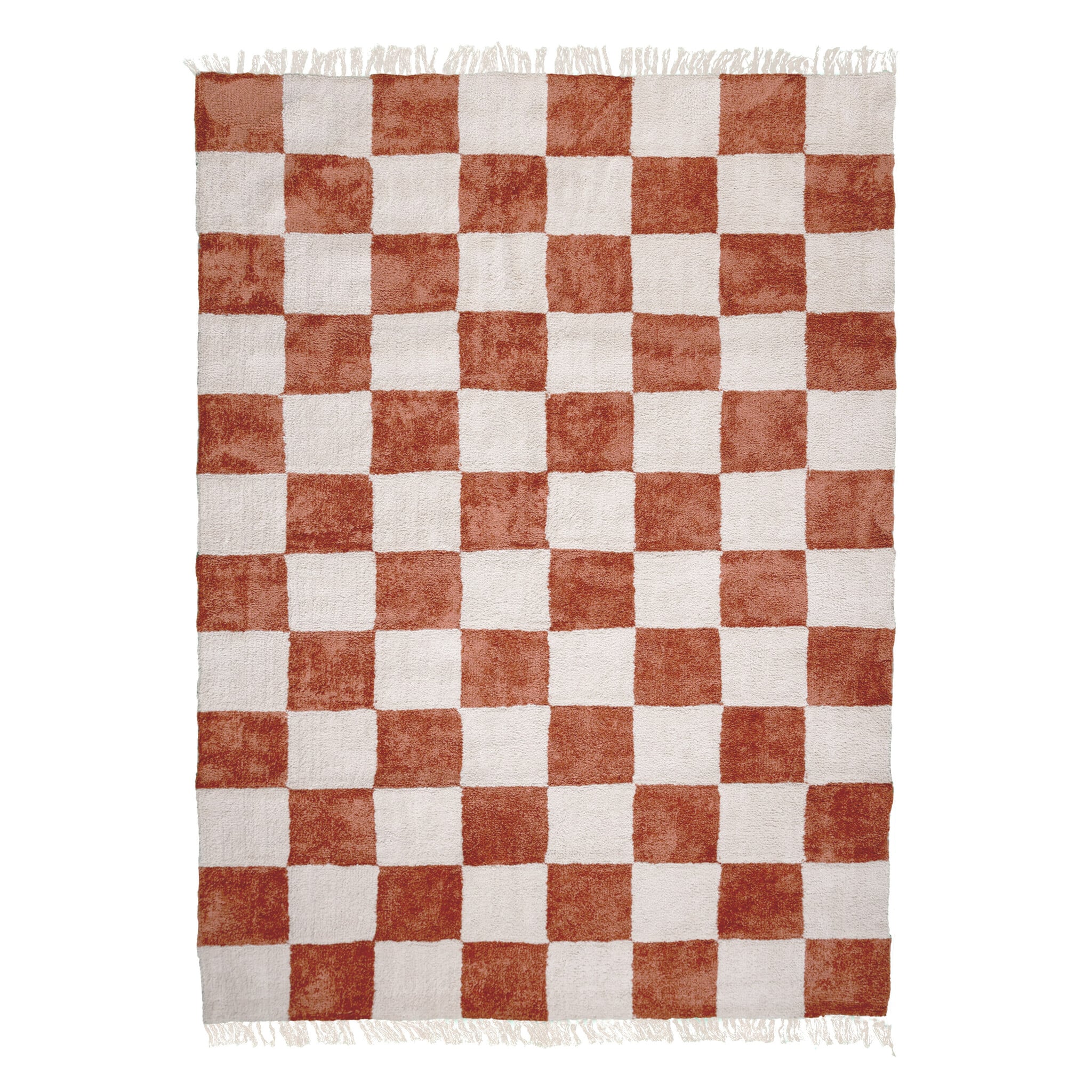 Checkerboard Rug - Blox Fringe Terracotta