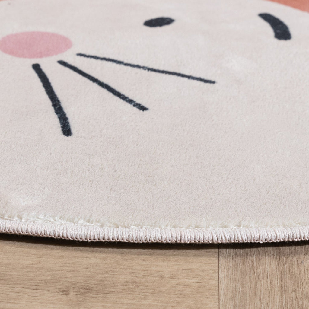 Round Washable Kids Rug - Sammy Fox Orange