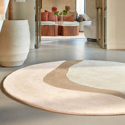 Round Wool Area Rug - Organix Pink/Beige 620