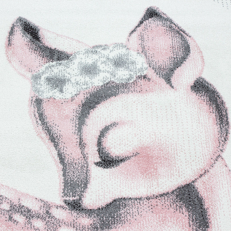 Round children's floor rug - Bambi Deer Pink