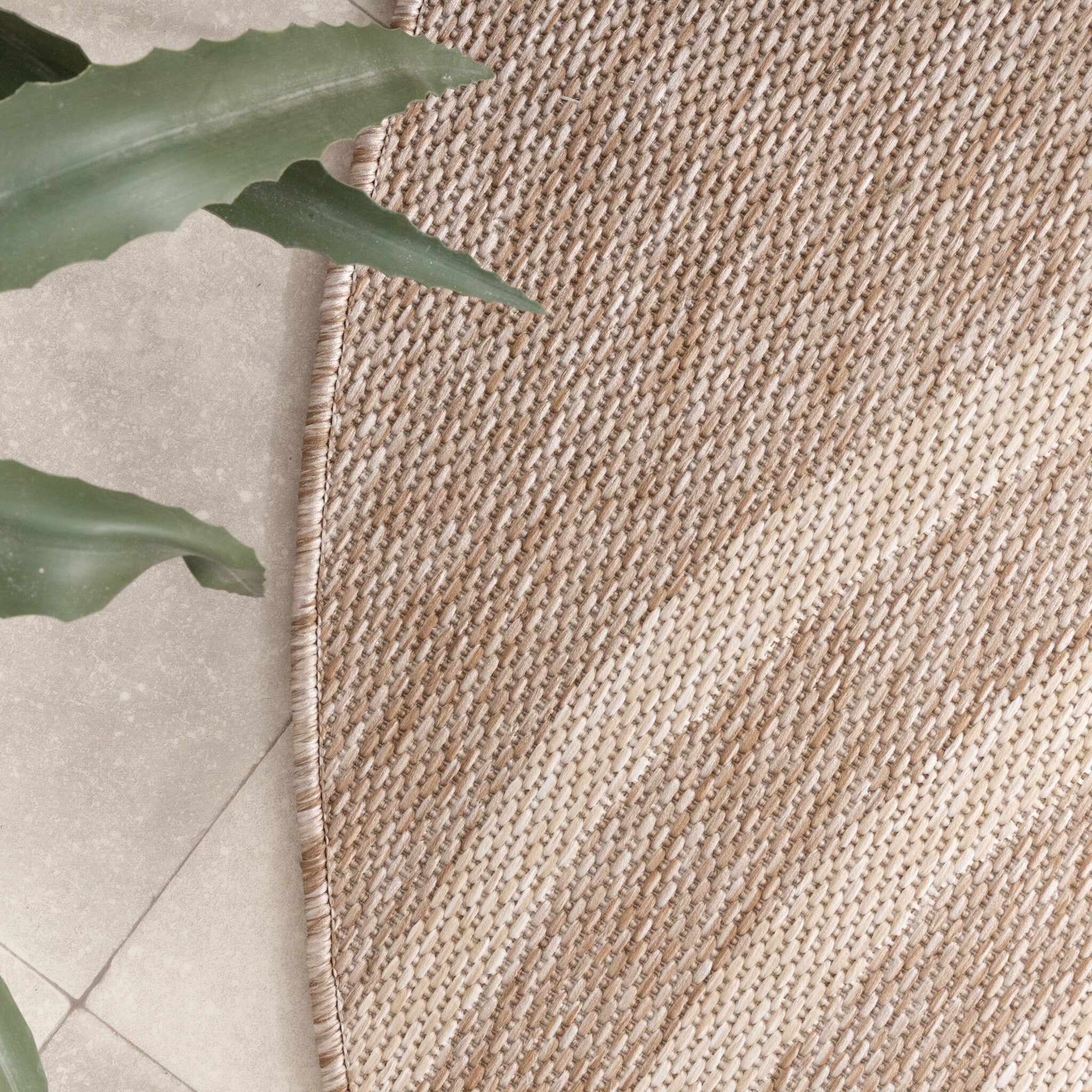Round Indoor Outdoor Rug - Sierra Arches Beige/Cream