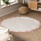 Round Washable Rug – Myrre Pink/White