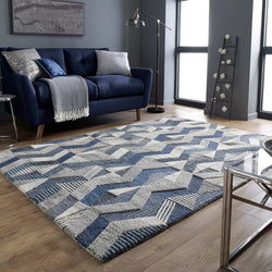 Graphic floor rug - Mado Asher Grey/Blue