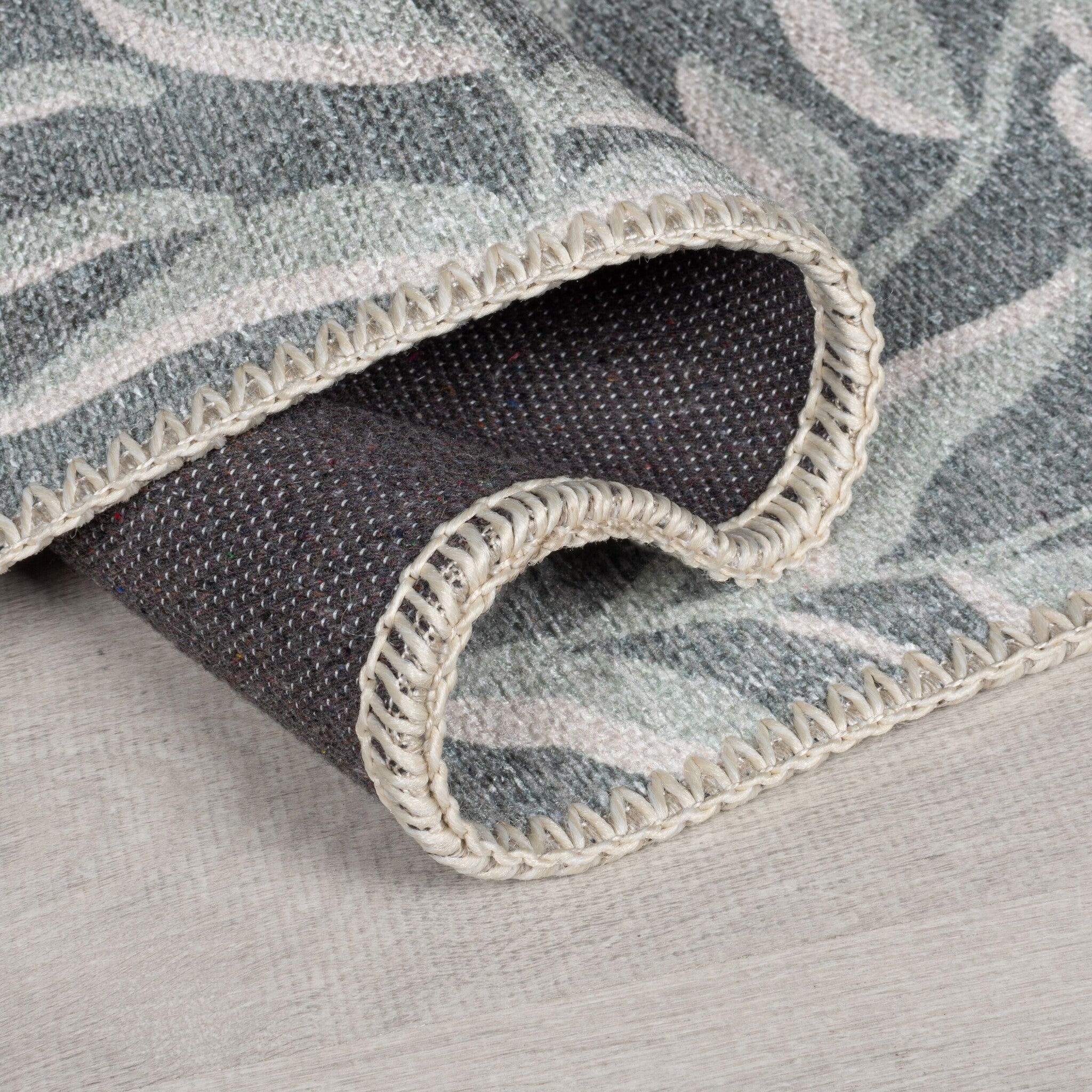Washable floor rug - Reido Leaves Green