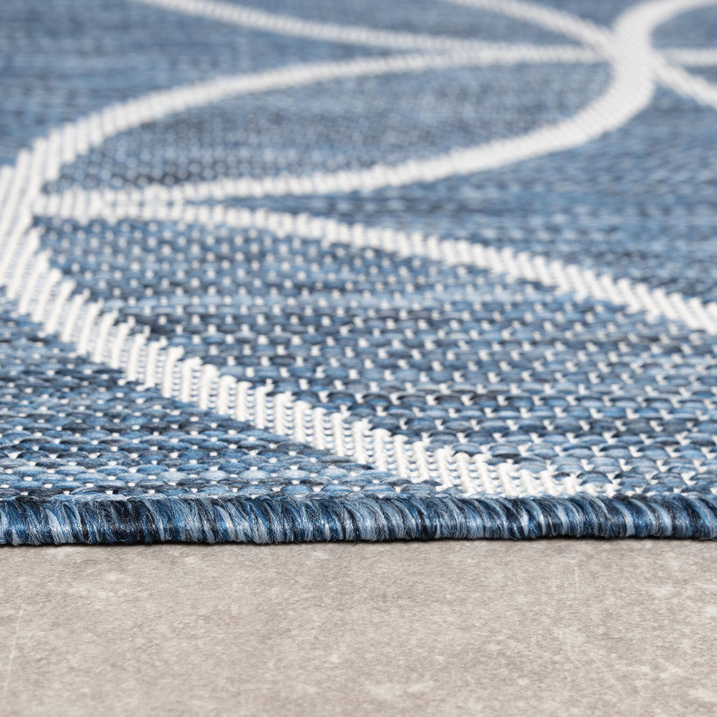 Geometric Outdoor Rug – Faro Ripple Blue