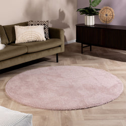 Soft round rug - Teddy Pink