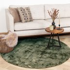Round Viscose Rug - Pearl Dark Green