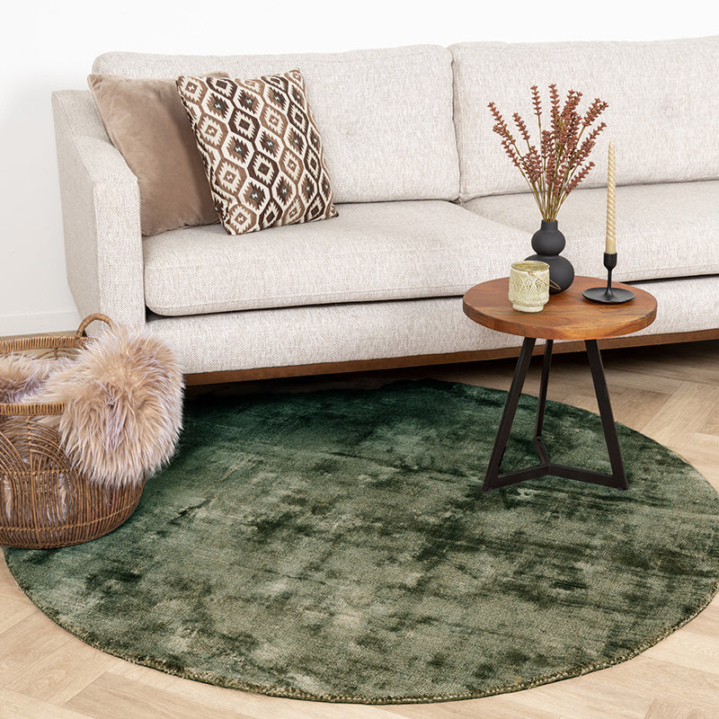 Round Viscose Rug - Pearl Dark Green