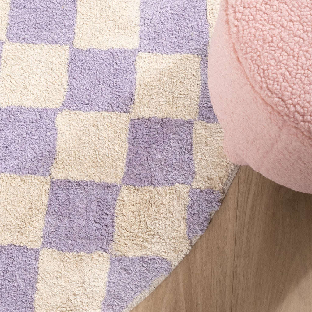Round Retro Rug - Gambit Lilac/White