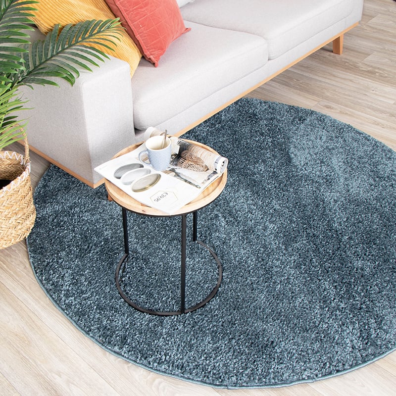 Round High Pile Rug - Lofty Blue