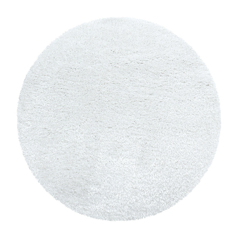 Round high-pile floor rug - Blushy White
