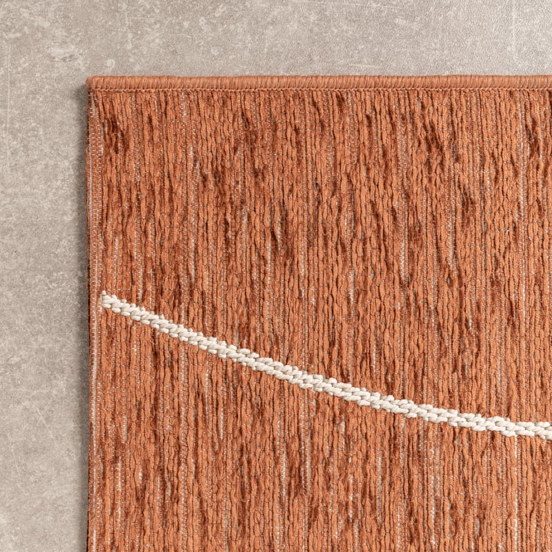 Modern Outdoor Rug - Porto Lines Terracotta