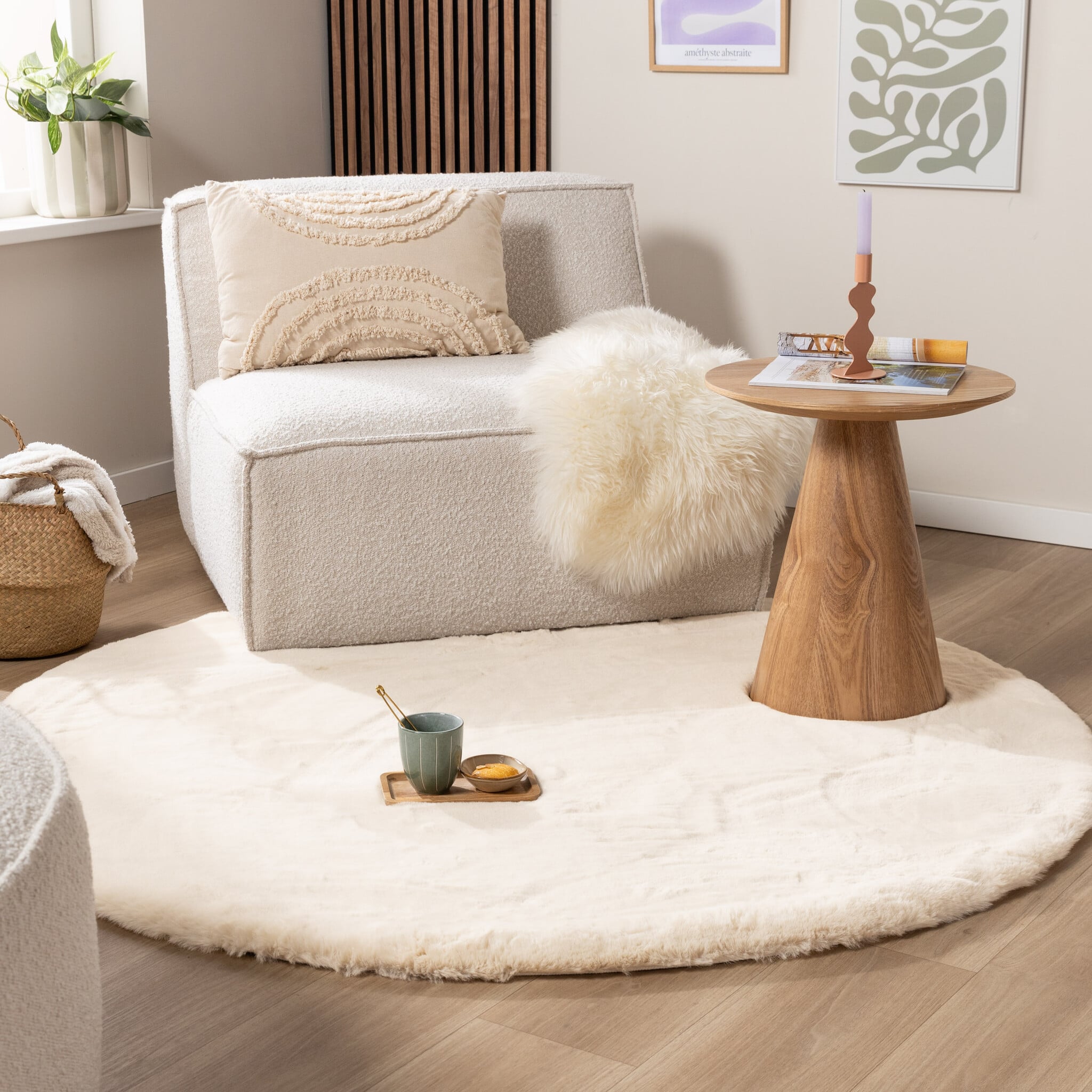 Round High Pile Rug - Comfy Supreme Cream