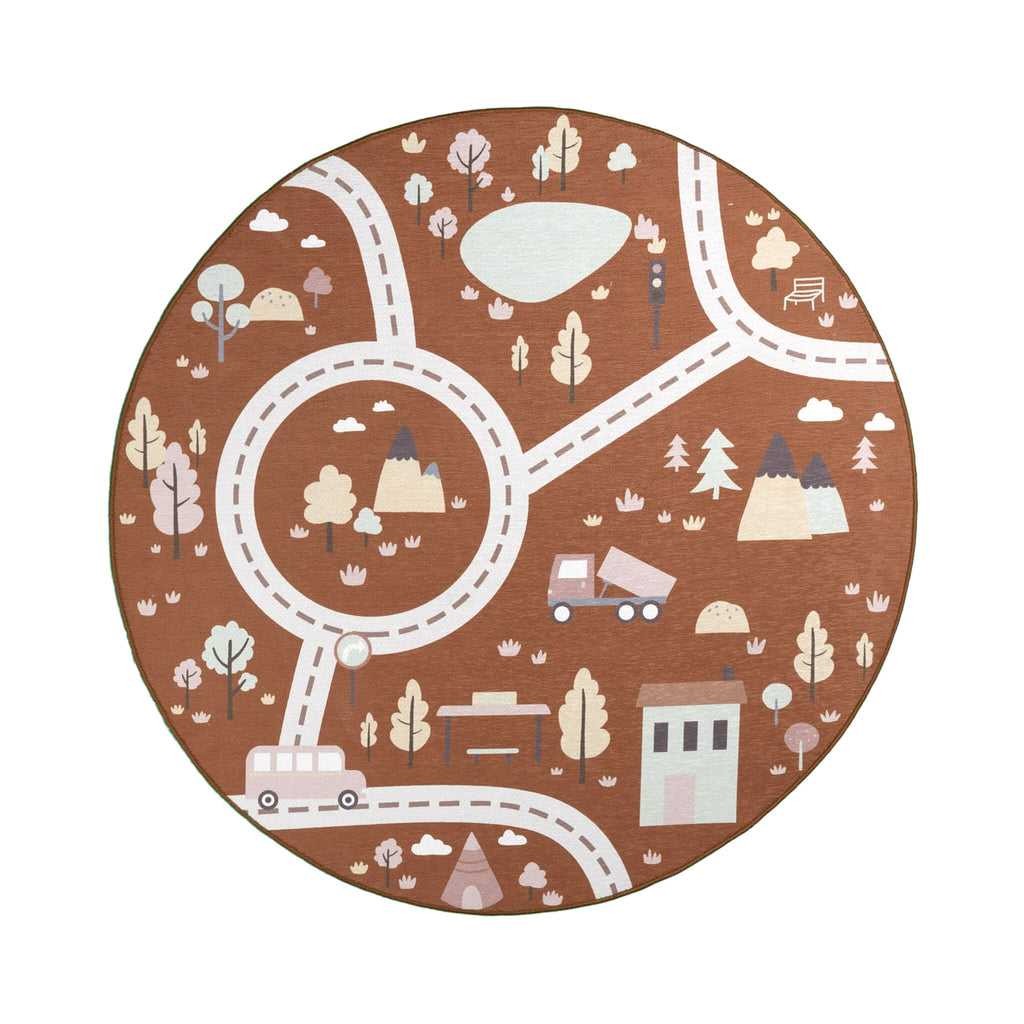 Round Play Rug Car - Rocky Ride Terra