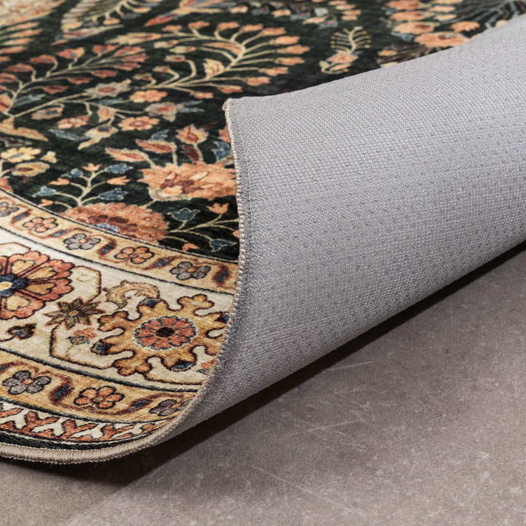 Oval Vintage Outdoor Rug - Santo Flora Dark Green