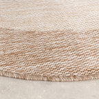 Round Indoor & Outdoor Rug - Sierra Border Beige/Cream