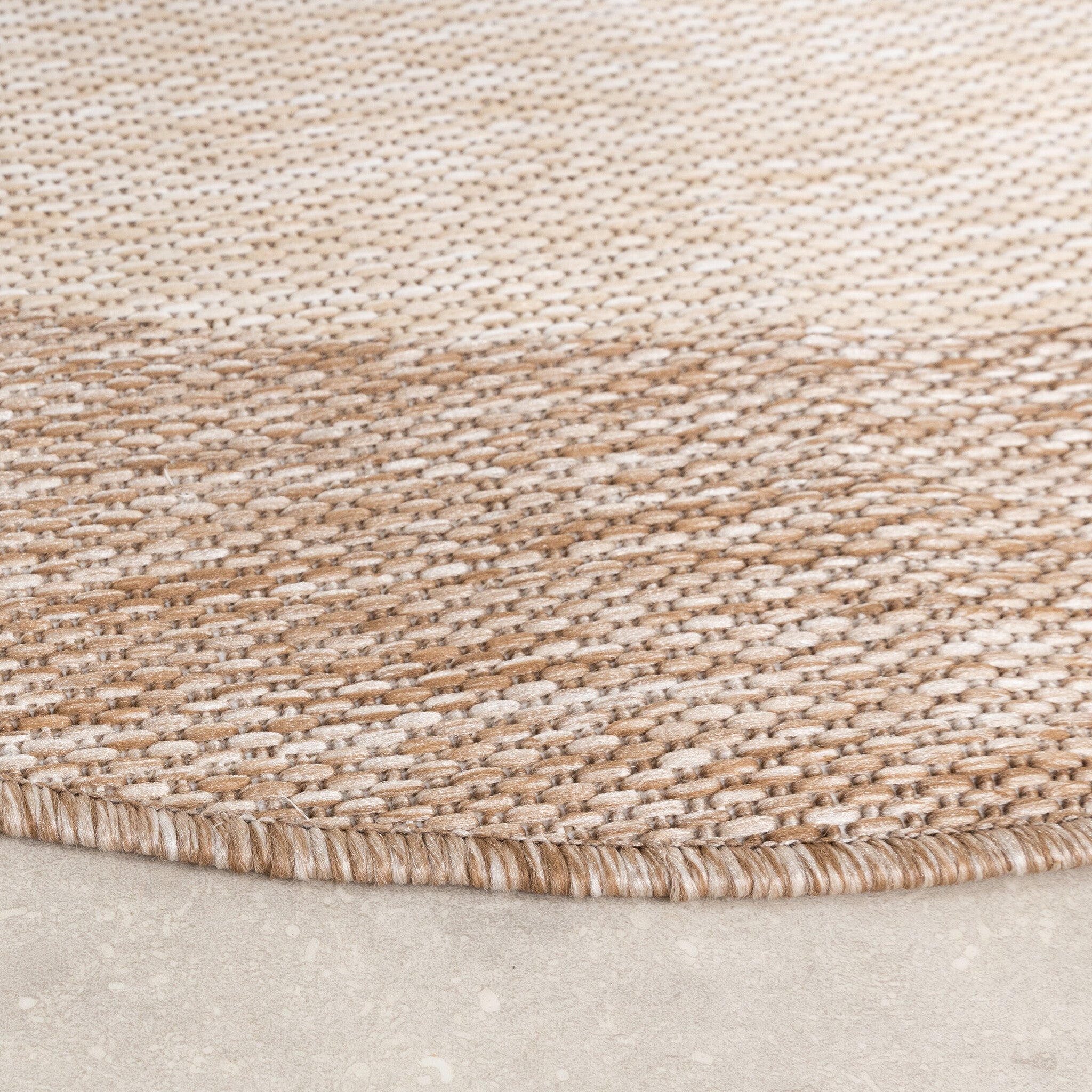 Round Indoor & Outdoor Rug - Sierra Border Beige/Cream