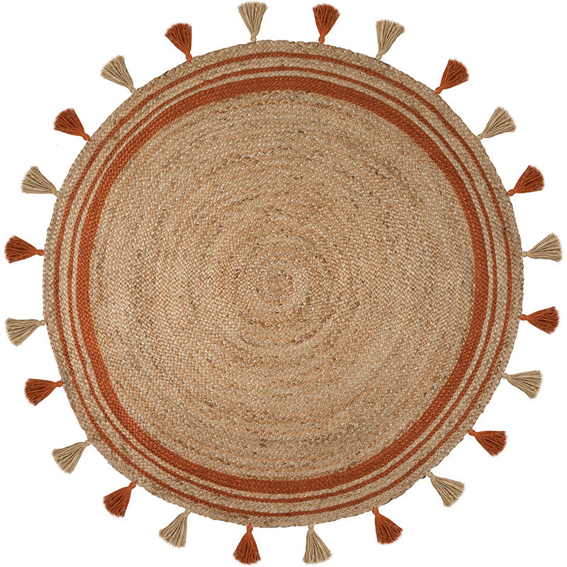 Round jute floor rug - Lunaro Natural/Terracotta