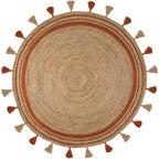 Round jute floor rug - Lunaro Natural/Terracotta