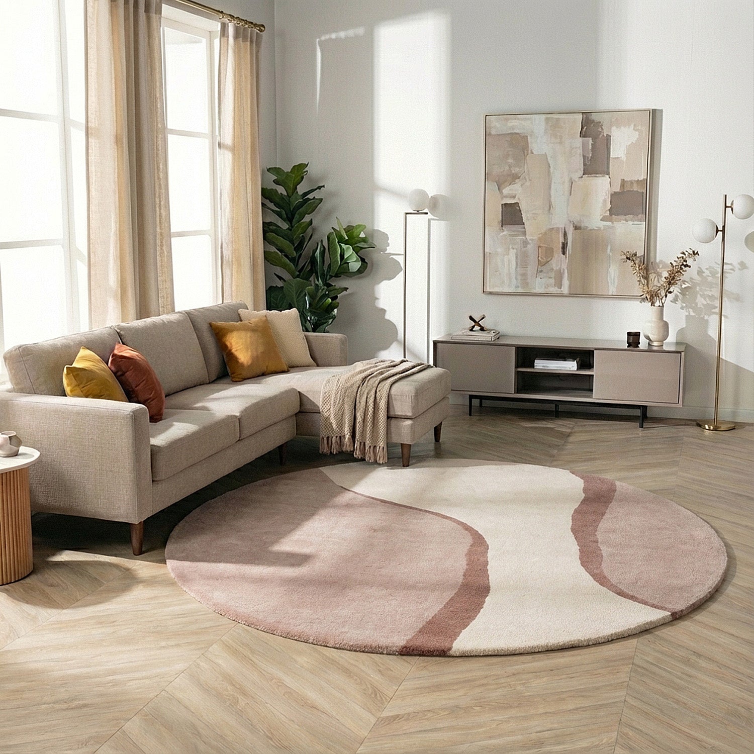 Round Wool Rug – Vienna Pink
