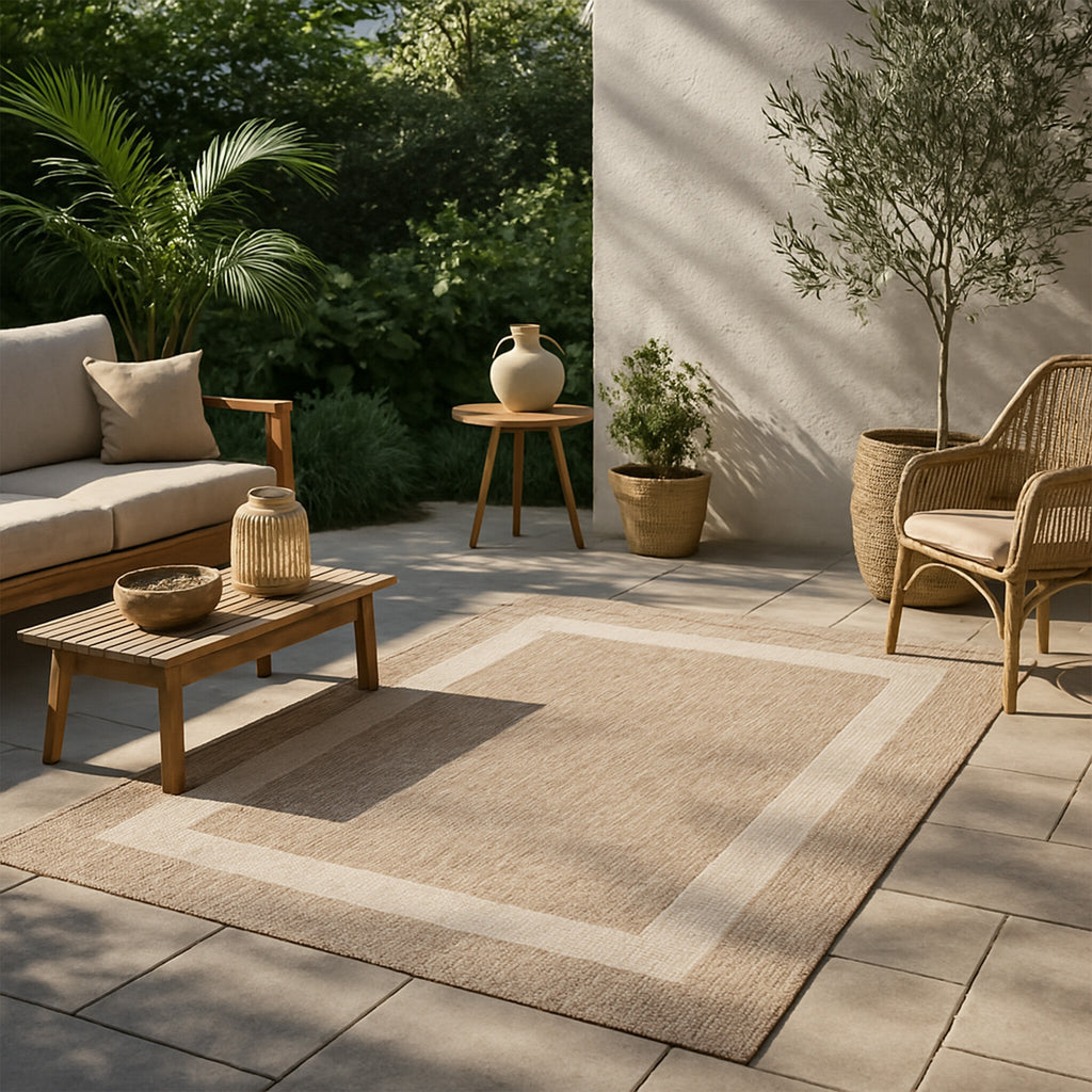 Outdoor Rug – Sierra Border Beige/Cream