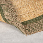 Round jute floor rug - Kahano Natural/Green