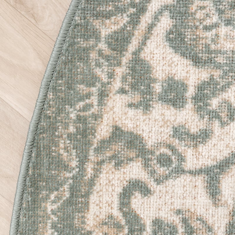 Round Vintage Rug - Spring Medallion Green/Cream