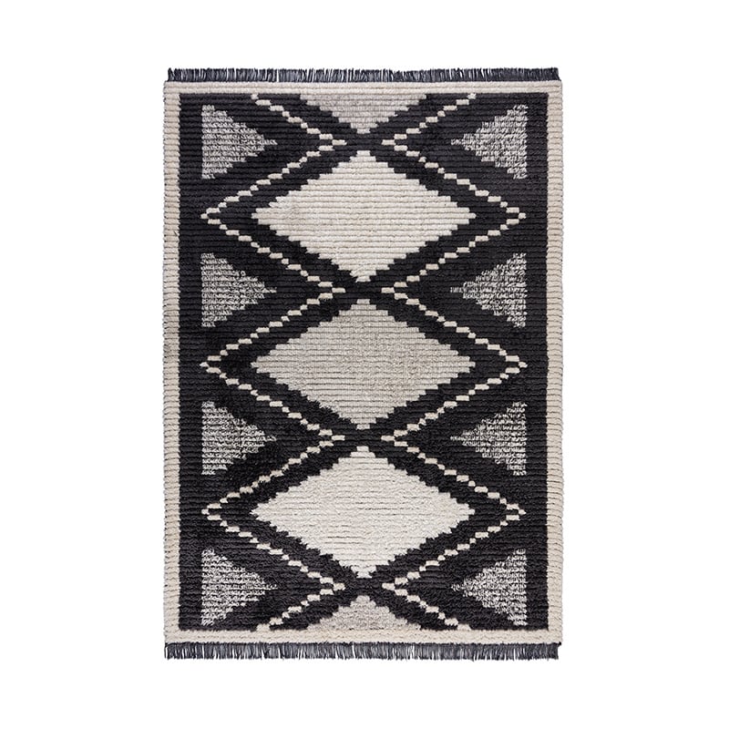 Geometric floor rug - Domino Zaid Black/White