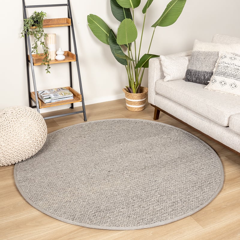 Round Wool Rug - Twist Grey