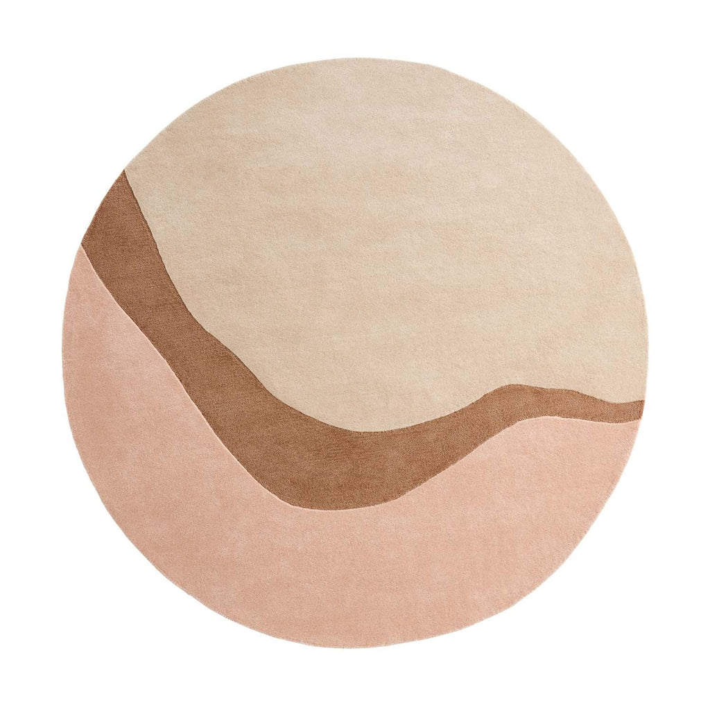 Round Wool Area Rug - Organix Pink/Beige 620