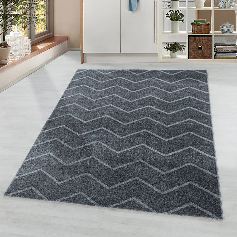 Low-pile floor rug - Smoothly Weave Grey/White