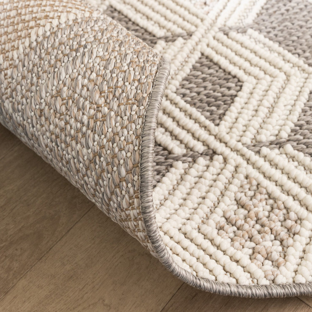 Sustainable floor rug - Lorre Blocks White/Grey