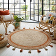 Round jute floor rug - Lunaro Natural/Terracotta