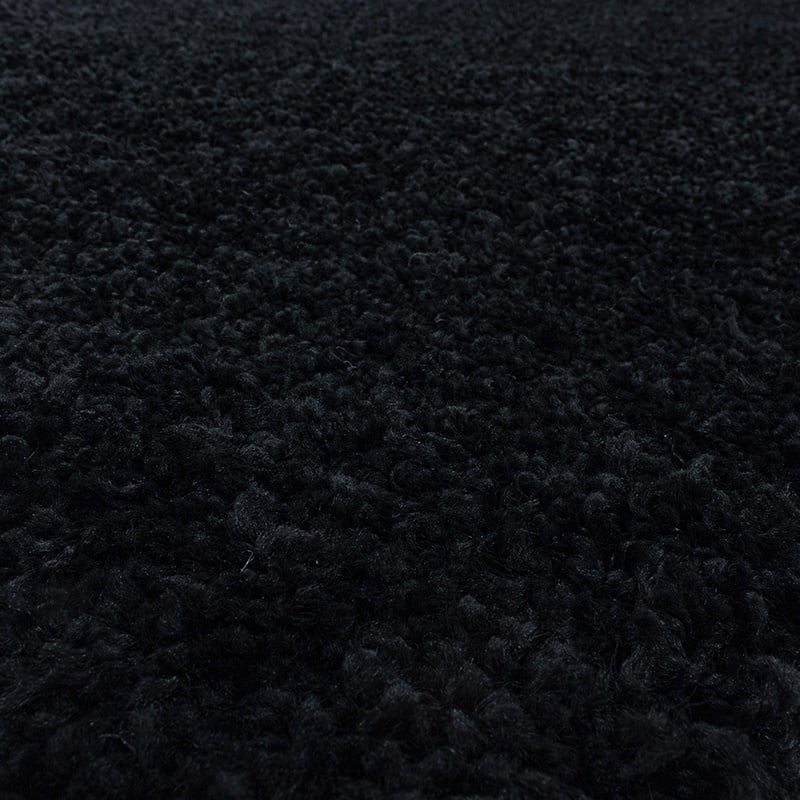 High-pile floor rug - Softy Black
