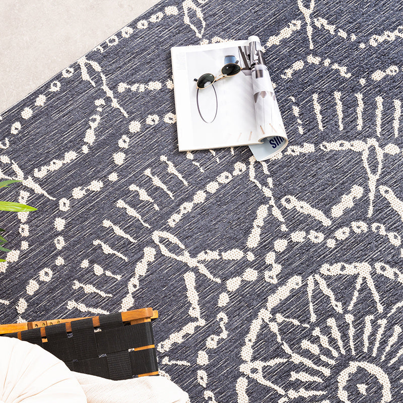 Modern Outdoor Rug - Porto Aztec Gray/Blue