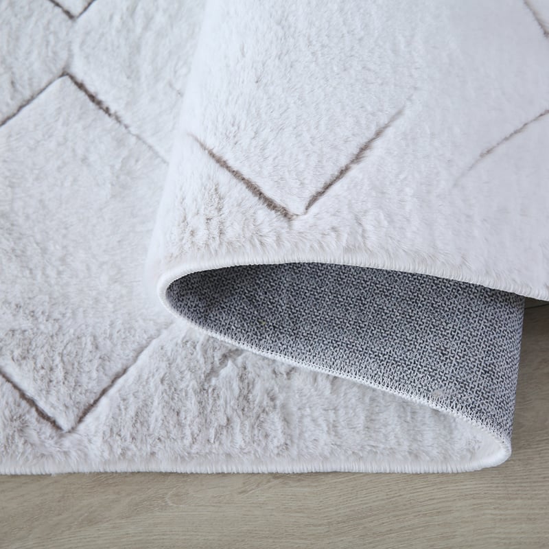 Soft geometric floor rug - Vellion Square White/Beige