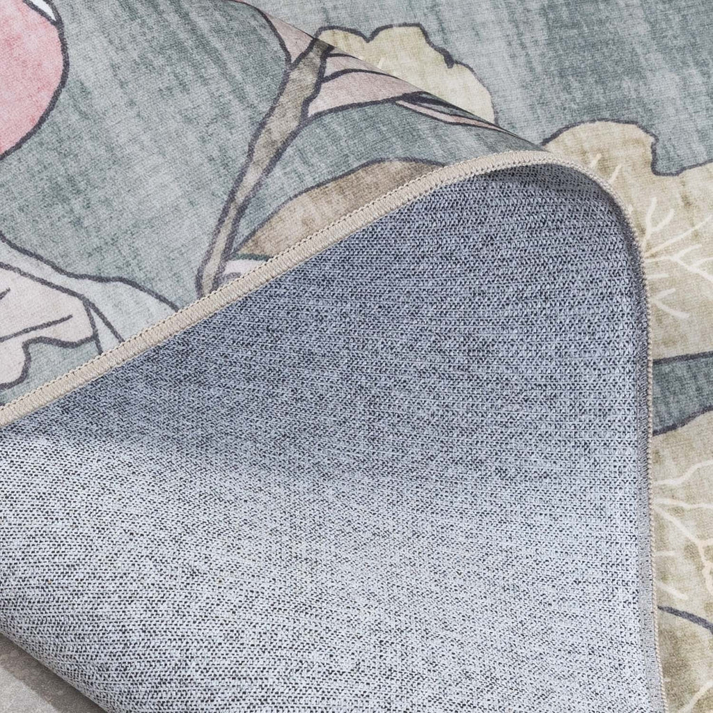 Outdoor rug flowers - Poppy Olive green