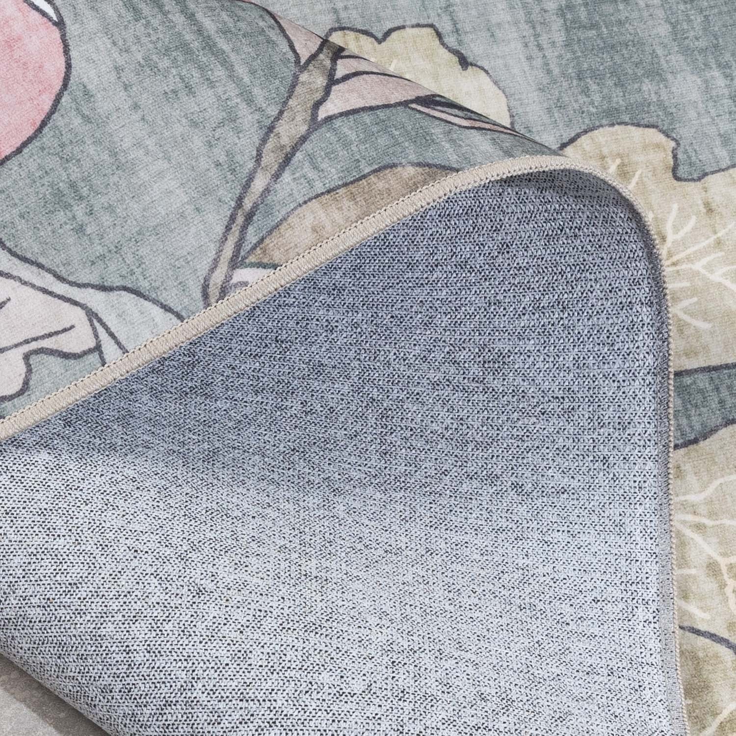 Outdoor rug flowers - Poppy Olive green