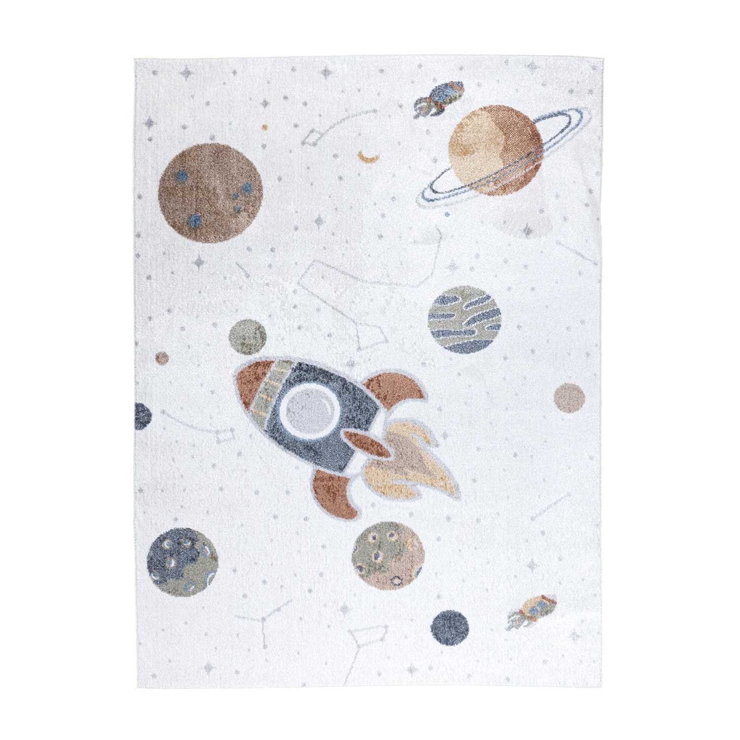 Washable Kids Rug - Mace Rocket Cream