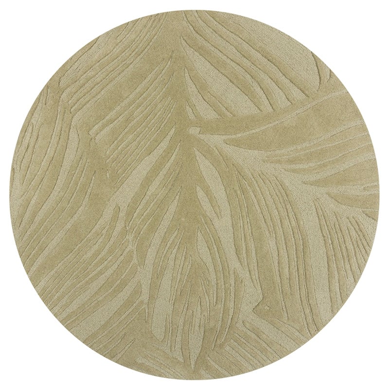 Round modern floor rug - Solacio Leaves Olive Green