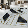 Modern floor rug - Marble Design Grey/Gold